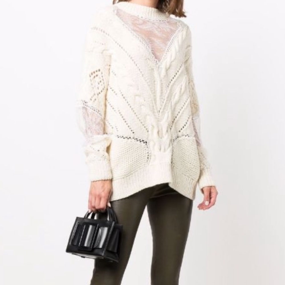 Almaz lace-panel cable-knit jumper